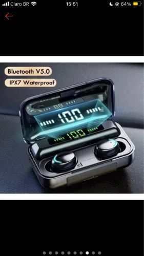 Fone de ouvido via Bluetooth carregador portátil