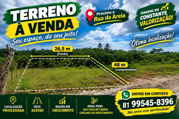 TERRENO 1.272m² PRÓXIMO AO CENTRO E ASFALTO ? ÓTIMA LOCALIZAÇÃO