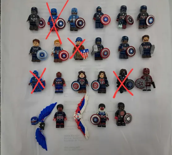 Minifiguras similar Lego - Cap America, Thor e Homem de Ferro