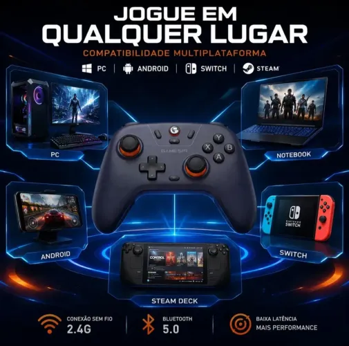 Controle Gamesir T4 Nova Lite Sem Fio Para Pc Switch Android Ios Steam