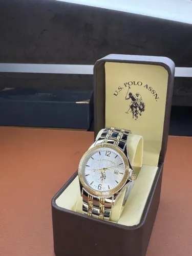 relógio us polo assn classic prateado e dourado MASCULINO