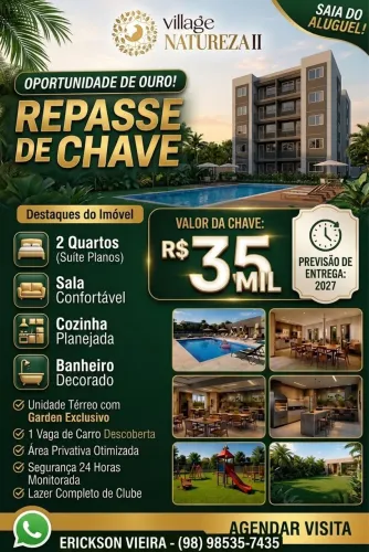 Natureza 2 repasse de chave, próximo ao pátio norte shopping