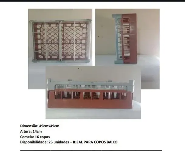 Rack plástico reforçado para transporte de copos 