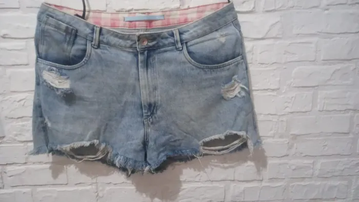 Short Jeans Azul Claro Feminino N:48