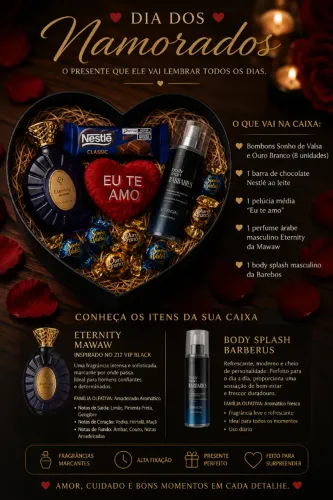 Caixa Coração Presente Dia Dos Namorados Perfume Árabe Masculino