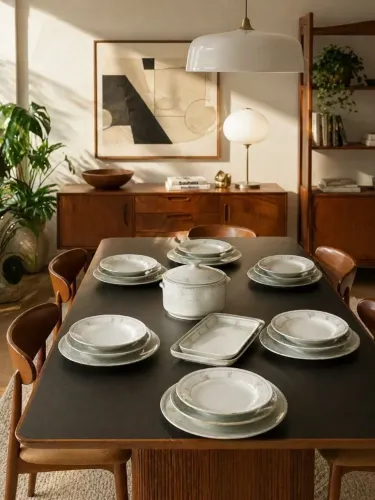 Aparelho de Jantar Polovi Germer Porcelana Vintage - Pratos Rasos Fundos Sobremesa Sopeira