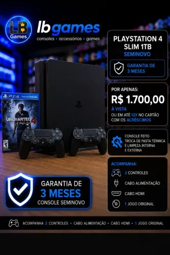 Ps4 1 Tb 3 meses garantia ( LOJA FÍSICA)