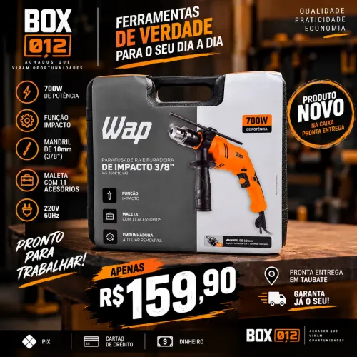 Furadeira de Impacto WAP 700W + Maleta 11 Acessórios Nova