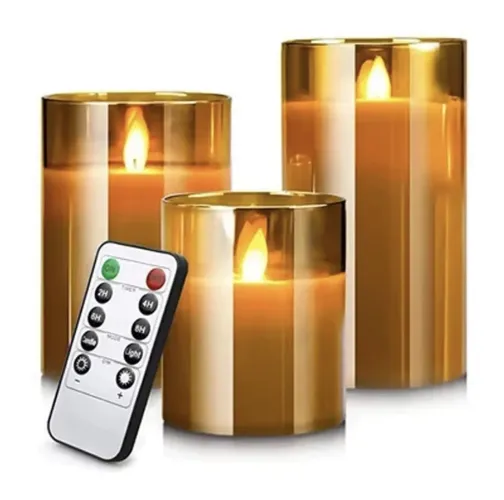 Luzes de led velas eletrônicas com controle remoto  decoração enfeite  kit 3 velas