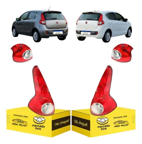 Par Sinaleira Traseira Fiat Palio 2013 2014 2015 2016 2017 Ambos Lados Vermelho Cristal