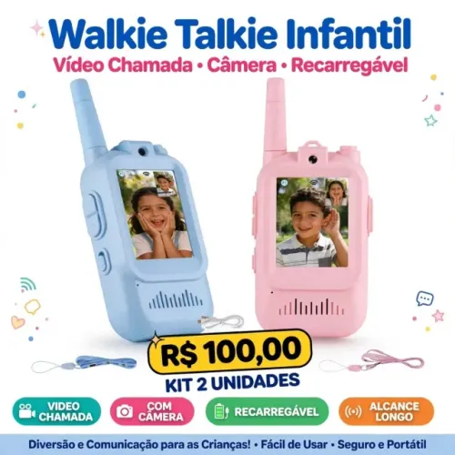 Walkie Talkie Infantil Video Chamada E Câmera Recarregável