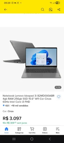 Notebook lenovo ótimo para trabalho e tarefas diárias preço negociável