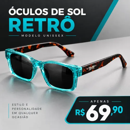 Óculos de Sol Retrô Unissex com Armação Bicolor e Proteção UV400