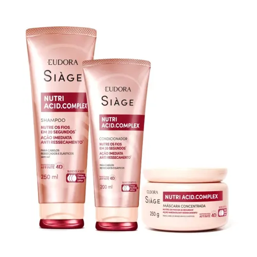 Combo Siàge Nutri Acid.Complex: Shampoo 250ml + Condicionador 200ml + Máscara 250g