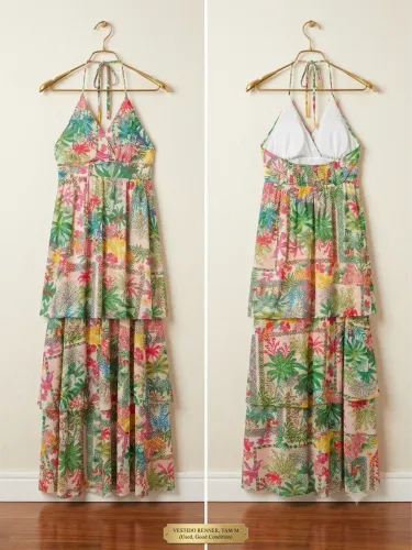 Vestido Longo Frente Única Floral Renner - Tam M