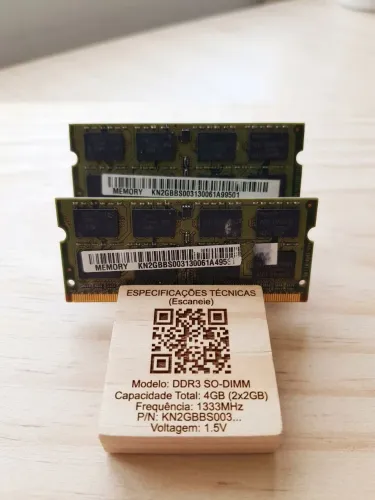 Memória RAM Notebook DDR3 4GB (Kit 2x2GB) 1333MHz