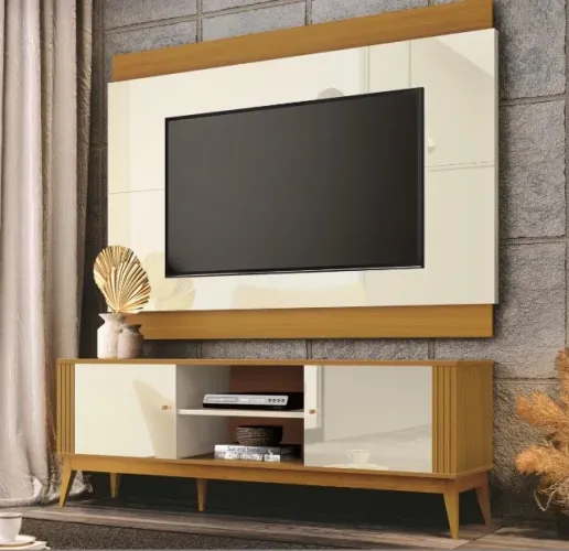 Conjunto Sala Legacy Wood Off White para TV