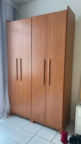 Guarda-Roupa Solteiro 4 Portas 3 Gavetas Roma Espresso Móveis Marrom/Cinamomo