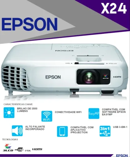 Projetor Epson PowerLite X24+ - Aceito cartão