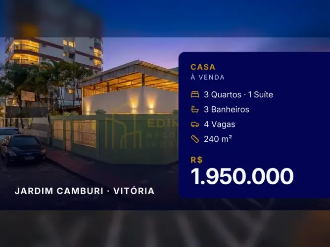 Jardim Camburi: Casa de Esquina com Habite-se Comercial e 4 Vagas!