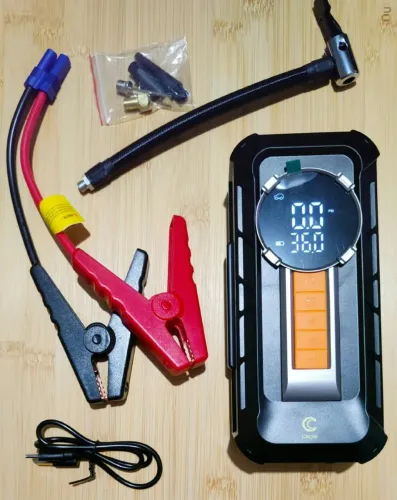 Compressor de Ar 4 em 1 - Auxiliar de partida/ Power Bank/ Lanterna Led Carro-Moto