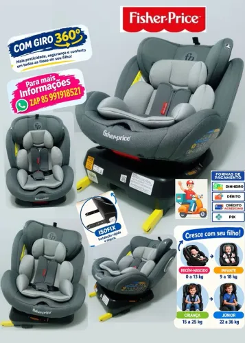 Cadeirinha de carro Fisher Price com isofix giro 360 graus 