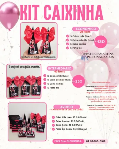 Kit festa para aniversário/caixinhas personalizadas 