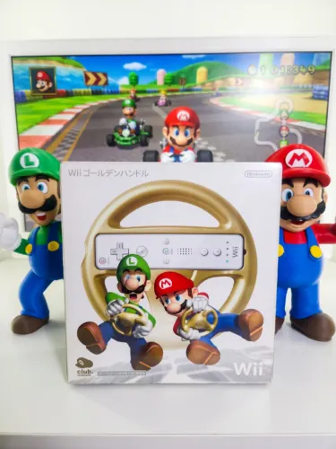 Volante Dourado Wii Golden Handle Club Nintendo Japão - Mario Kart - Raro e Lacrado