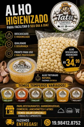 Alho Higienizado Pronto para Facilitar suas Receitas