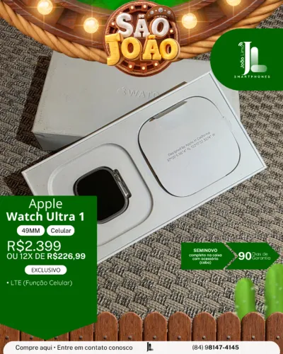 APPLE WATCH ULTRA 1, 49MM, CELULAR, SEMINOVO, EXCLUSIVO!