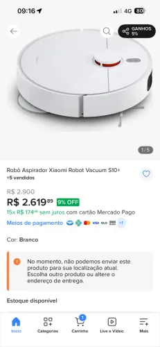 Xiaomi s10+ plus robô aspirador