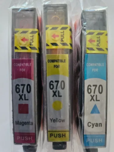Kit 3 Catuchos HP 670XL compatível ciano, magenta e yellow 7,5 ml