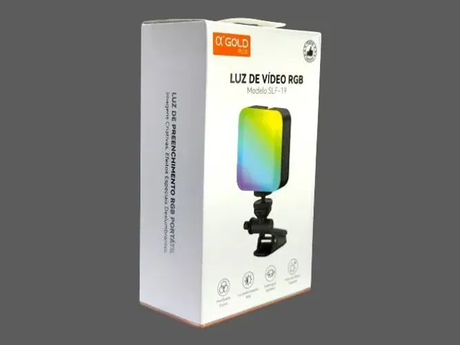 Iluminador LED RGB Portátil A'Gold Plus SLF-19 com Clip e Ajuste de Cor