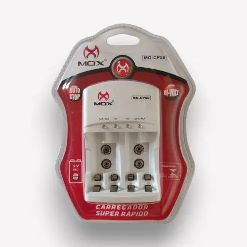 Carregador de Pilhas e Baterias Super Rápido MOX MO-CP50 - Original com Inmetro