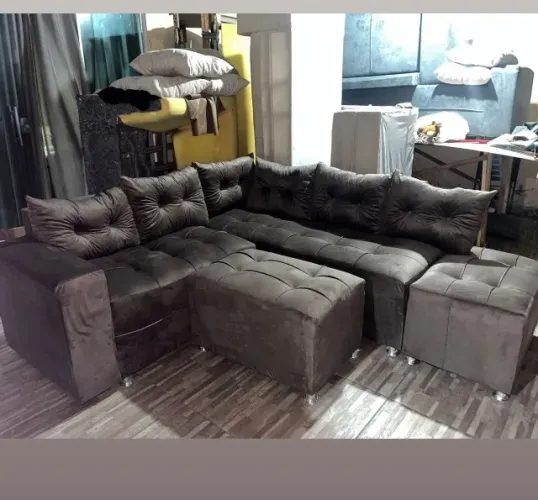 Sofá de canto lindo bem confortável