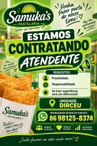 Vaga para atendente em pastelaria no Dirceu