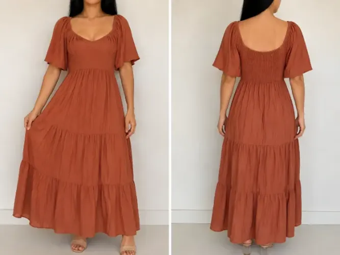 Vestido Longo Feminino Terracota Tam M / 38
