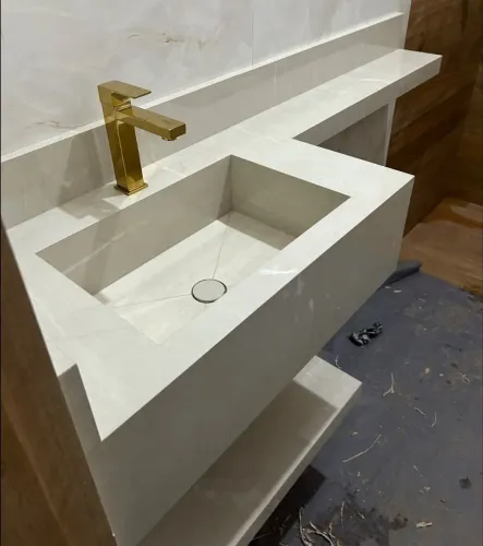 Pia esculpida em porcelanato 