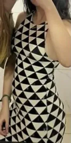 vestido colado da farm, longo, preto e branco