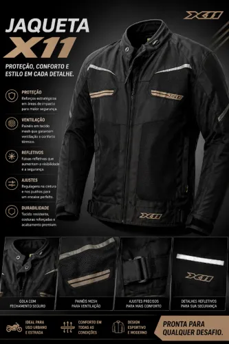 JAQUETA MOTO X11 ORIGINAL - PROTEÇÃO, CONFORTO E ESTILO
