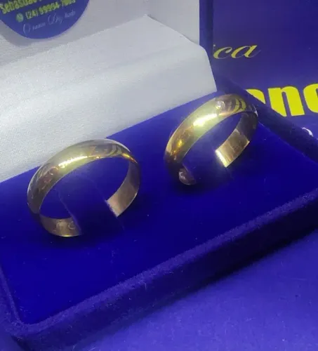 Par Alianças Tradicional Lisas Pedra Diamantes 1 mm Ouro 18 K Casamento  Noivado Peso 6.30