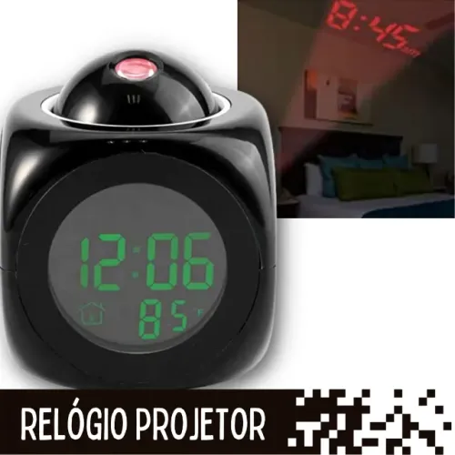 Relógio Digital Com Projetor de Imagem Hora Despertador _ EL103 