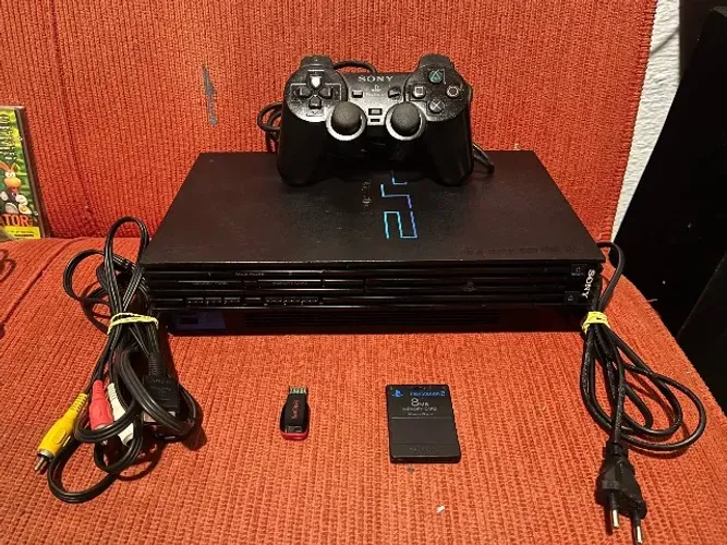 PS2 FAT Leitor Off Controle Original Série A Memory Card + Pen Drive