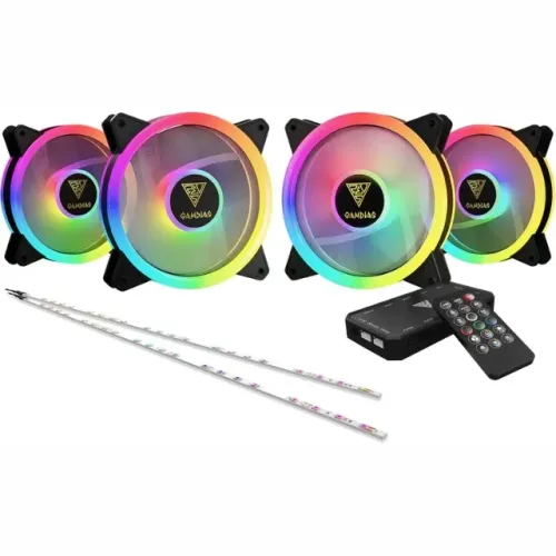 Kit 4 Fans RGB GAMDIAS Aeolus M2 1204R Elite com Fita LED RGB - Novo Lacrado