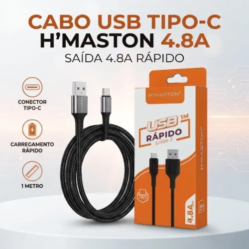 CABO USB TIPO-C H'MASTON 4.8A (SJX09-3)