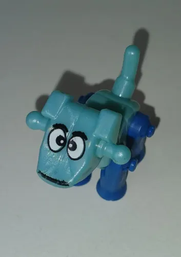 BONECO MINIATURA KINDER OVO CÃO ROBÔ AZUL ANTIGO