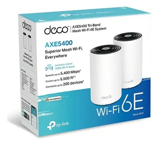 Kit de 2 Roteadores Mesh TP-Link Deco XE75 Tri-banda AX5400 Branco