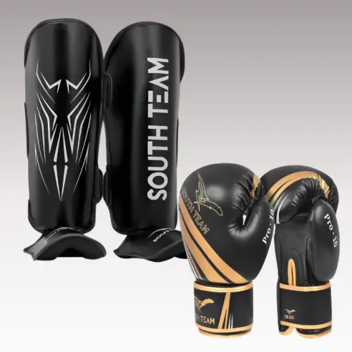 Kit Luva e Caneleira South Team Muay Thai Novo