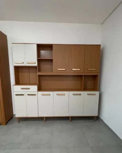 Kit Cozinha Pilar 11 Portas Freijó Off White com montagem inclusa para transformar seu amb