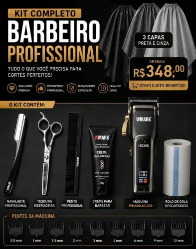 Kit Barbeiro Profissional 